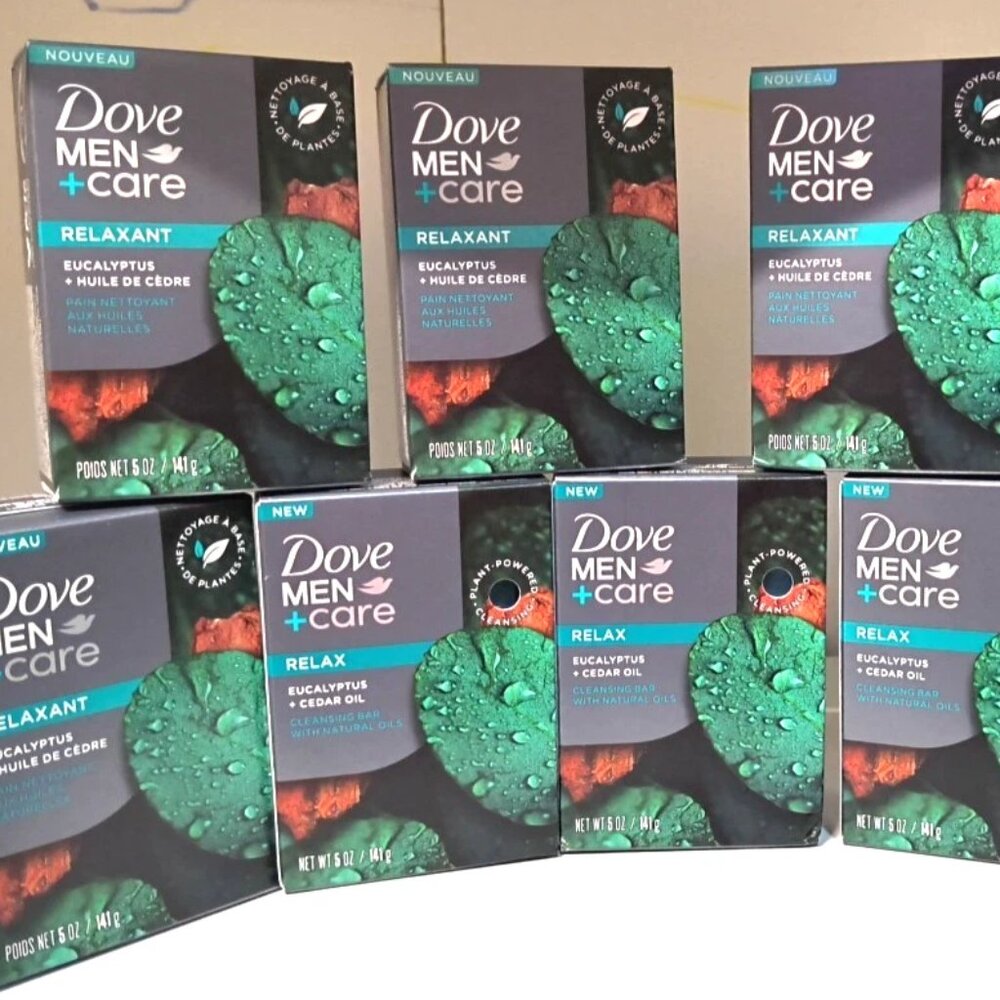 8 PK Dove Men + Care Cleansing Bar With Natural Oils ~ RELAX ~ 5 OZ EACH ~ NEW